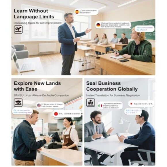 AI Translation Earbuds Real Time 144 Languages 60H Translator Ear Buds Bluetooth - Picture 7 of 8